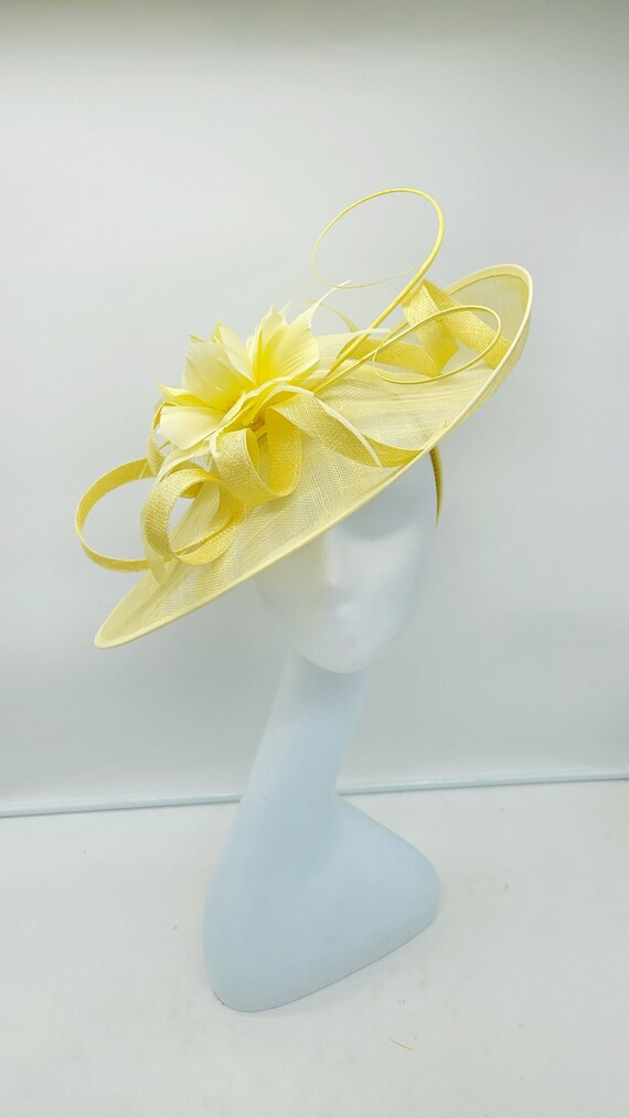 Large Yellow Kentucky Derby Fascinator Hat Wedding Hat Race | Etsy | Etsy (US)