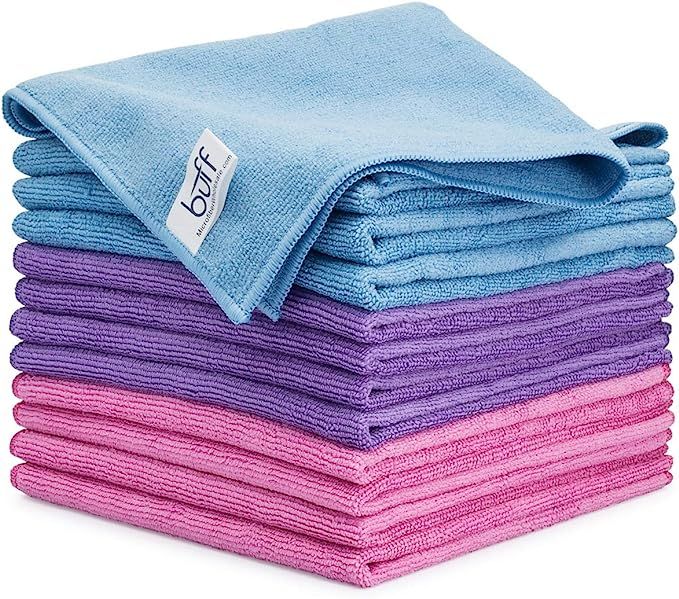 16" x 16" Buff Pro Multi Surface Microfiber Towels (Pink, Purple, Blue) | Amazon (US)
