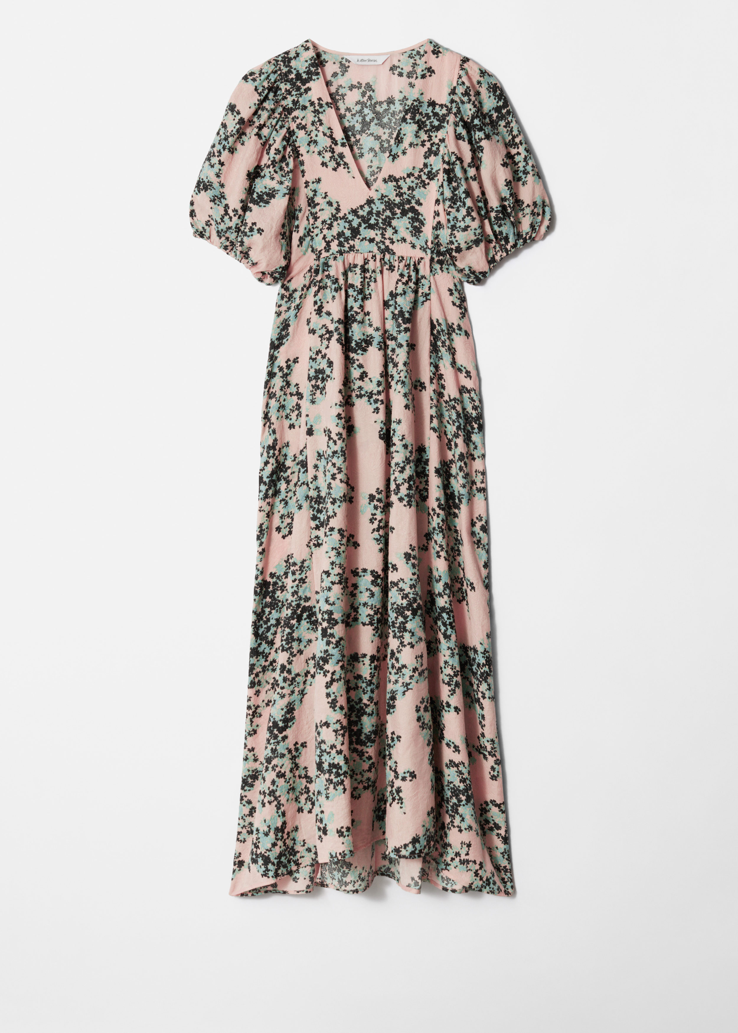 Maxikleid mit Puffärmeln - Pfirsich/Grün geblümt - & Other Stories DE | & Other Stories EU