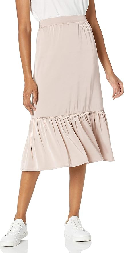 The Drop Women's Jerry Wide Hem Elastic Back Silky Stretch Pull-On Midi Skirt | Amazon (US)