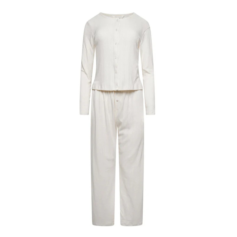 Pointelle Cardigan and Trouser Set- Buttermilk | The NAP Co