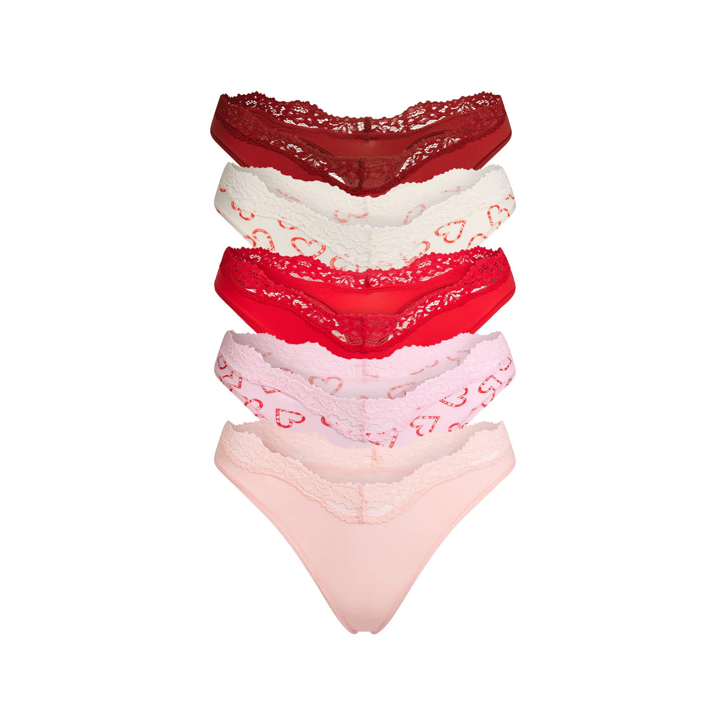 FITS EVERYBODY LACE DIPPED THONG 5-PACK | CANDY HEART MULTI | SKIMS (US)
