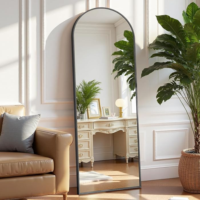 OLIXIS Arched Full Length Mirror 59"x16" for Bedroom, Full Body Mirror with Stand, Hanging or Lea... | Amazon (US)