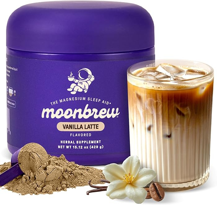 MoonBrew Magnesium Sleep Aid Drink Mix, Vanilla Latte – Melatonin-Free Nighttime Ritual for Rel... | Amazon (US)