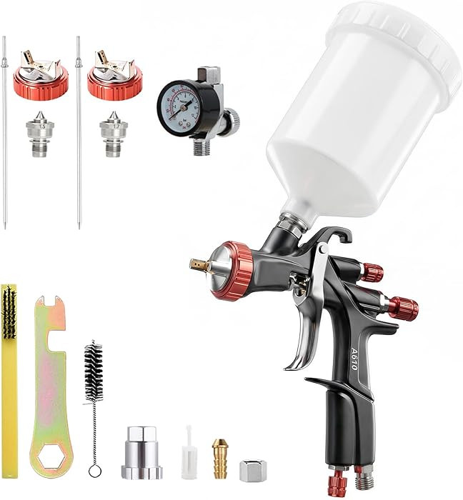 AEROPRO TOOLS R500 LVLP Air Spray Gun with 1.3/1.5/1.7mm Nozzles & Air Regulator, A610 Paint Guns... | Amazon (US)