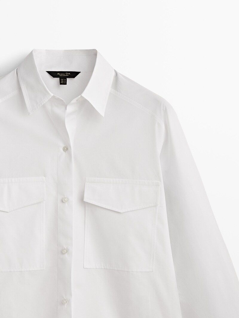 Cotton poplin shirt with pockets | Massimo Dutti (US)