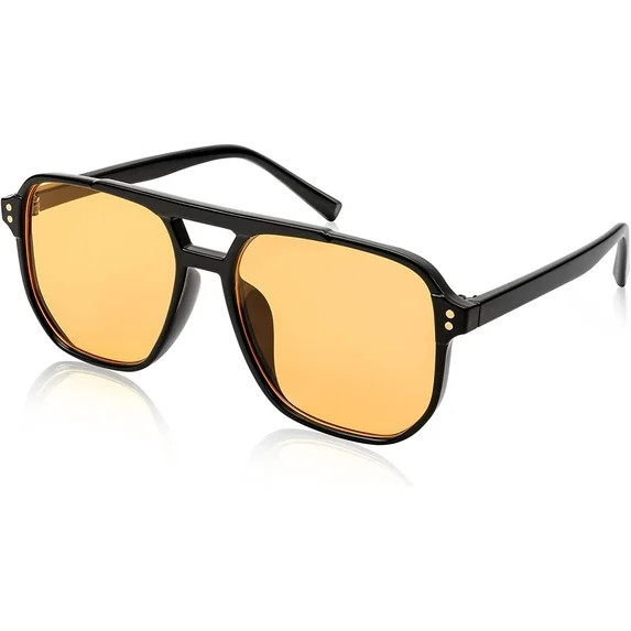 FEISEDY Retro Square Aviator Sunglasses Women Men 70s Vintage Trendy Plastic Frame Sun Glasses B2... | Walmart (US)