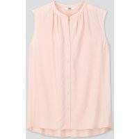 Women Rayon Grandad Collar Sleeveless Blouse | UNIQLO (UK)