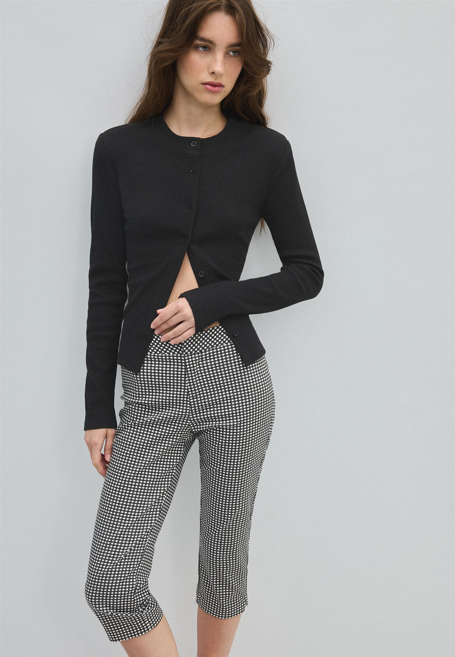 Stradivarius Knit cardigan with padded shoulders  Black M | Stradivarius (UK)
