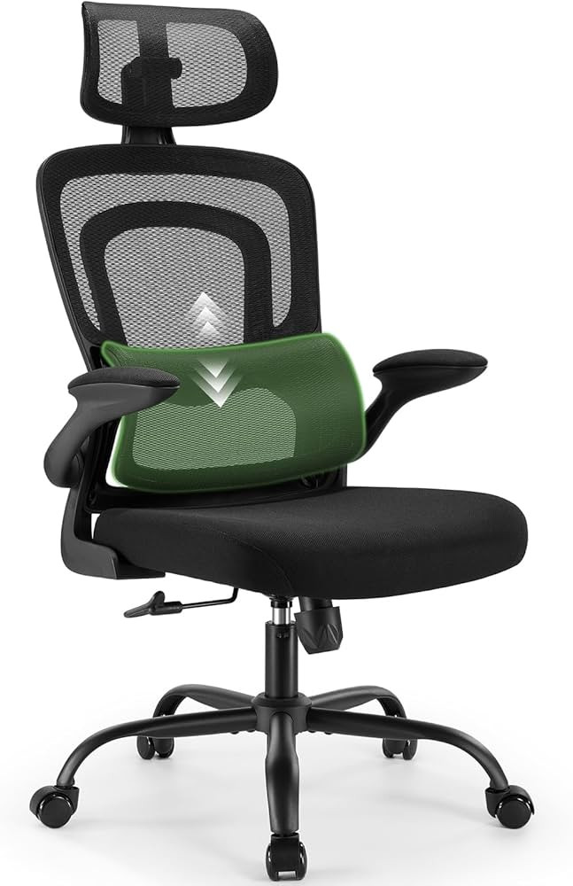 Marsail Office Chair Ergonomic-Desk Chair: High Back Mesh Office Chair with Lumbar Support,Flip-U... | Amazon (US)