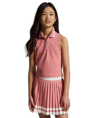 Girls' 7-16 Stretch Mesh Half-Zip Boxy Polo Shirt | Macy's
