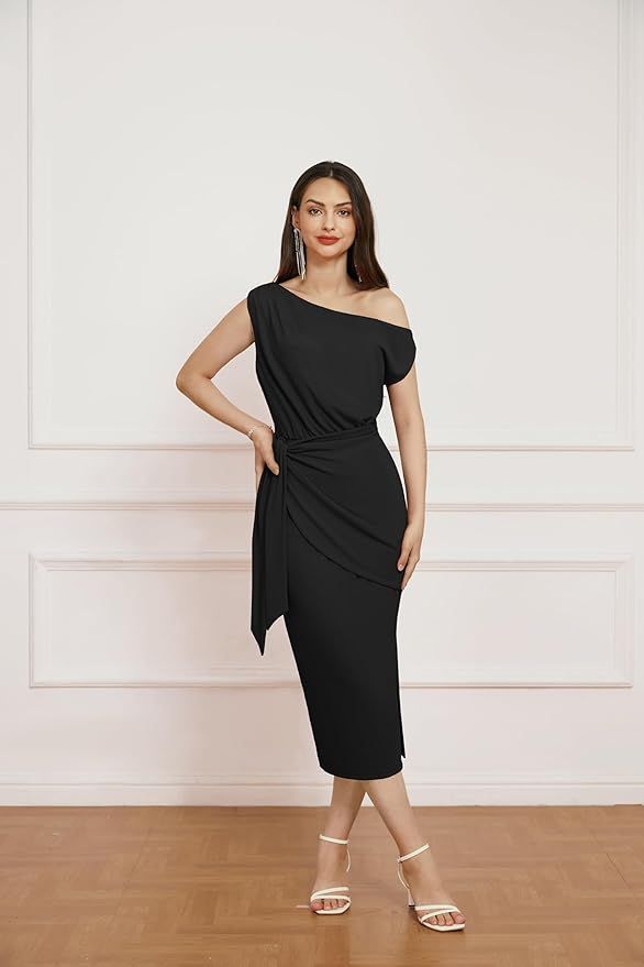 GRACE KARIN 2024 Women's One Shoulder Cocktail Dresses for Evening Party Bodycon Midi Dresses | Amazon (US)