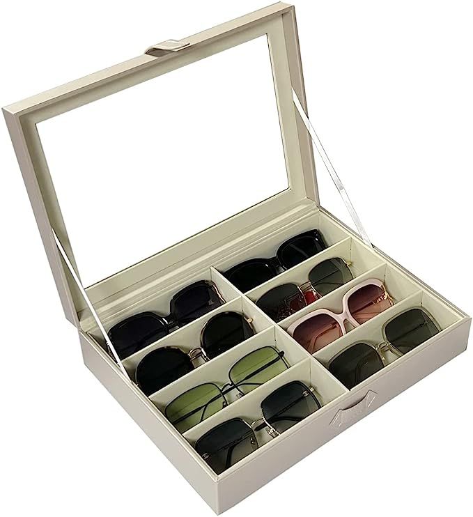 UnionPlus 8-Slot Eyeglass Sunglass Glasses Organizer Collector - Faux Leather Storage Case Box (P... | Amazon (US)