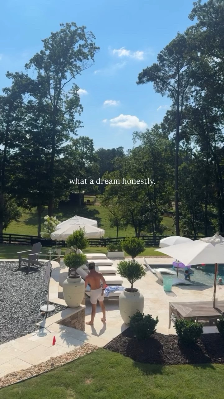 what a dream honestly.
(Outdoor deets for those asking, very similar linked for sold out stuff!) 

#home #pool #backyard