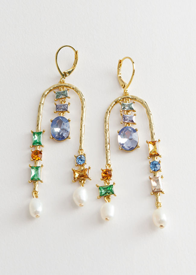 Zirconia Gemstone Pearl Pendant Earrings | & Other Stories US