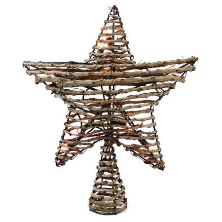 11.5" Natural Brown Rattan Star Christmas Tree Topper | Walmart (US)