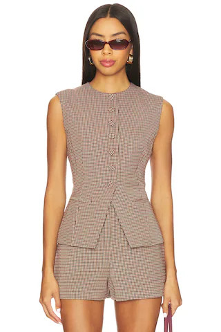 ASTR the Label Gisselle Vest in Brown Wine Plaid from Revolve.com | Revolve Clothing (Global)