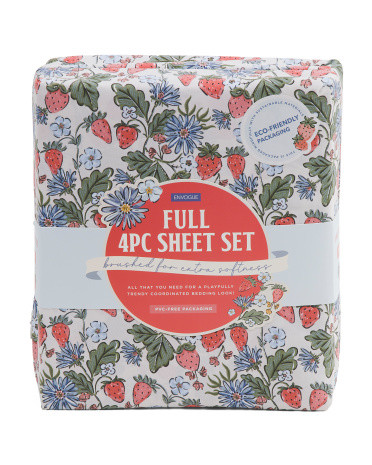 Floral Vine Strawberries Sheet Set | TJ Maxx