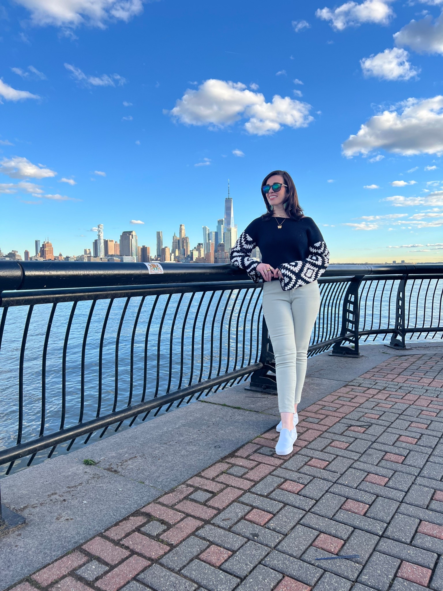 Black and white crochet sweater (xs). Light green skinny jeans (4). White slip on sneakers (8.5). #sweater #crochetsweater #blackandwhitesweater #jeans #skinnyjeans #greenjeans #greenskinnyjeans #sneakers #whitesneakers #sliponsneakers #springoutfits 
spring outfits 2026 @pinklily @Express @DSW 

#LTKSeasonal #LTKSpringSale