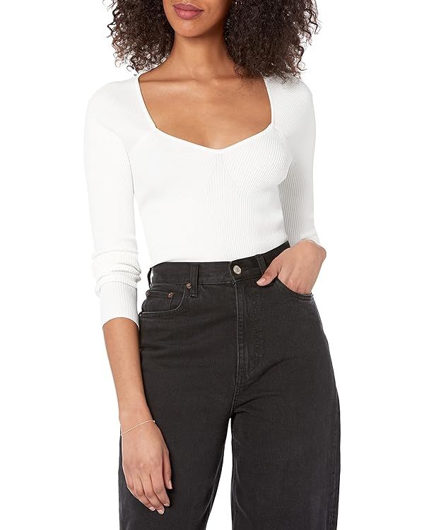 The Drop Women's Victoria Cropped Ribbed Sweetheart Neckline Sweater | Amazon (US)