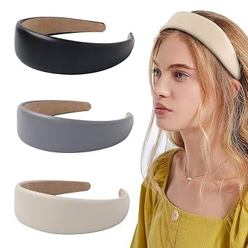 Headbands Women Hair Head Bands - 3 Wide Leather Headband Fashion Cute Hairbands Hair Accessories... | Amazon (US)