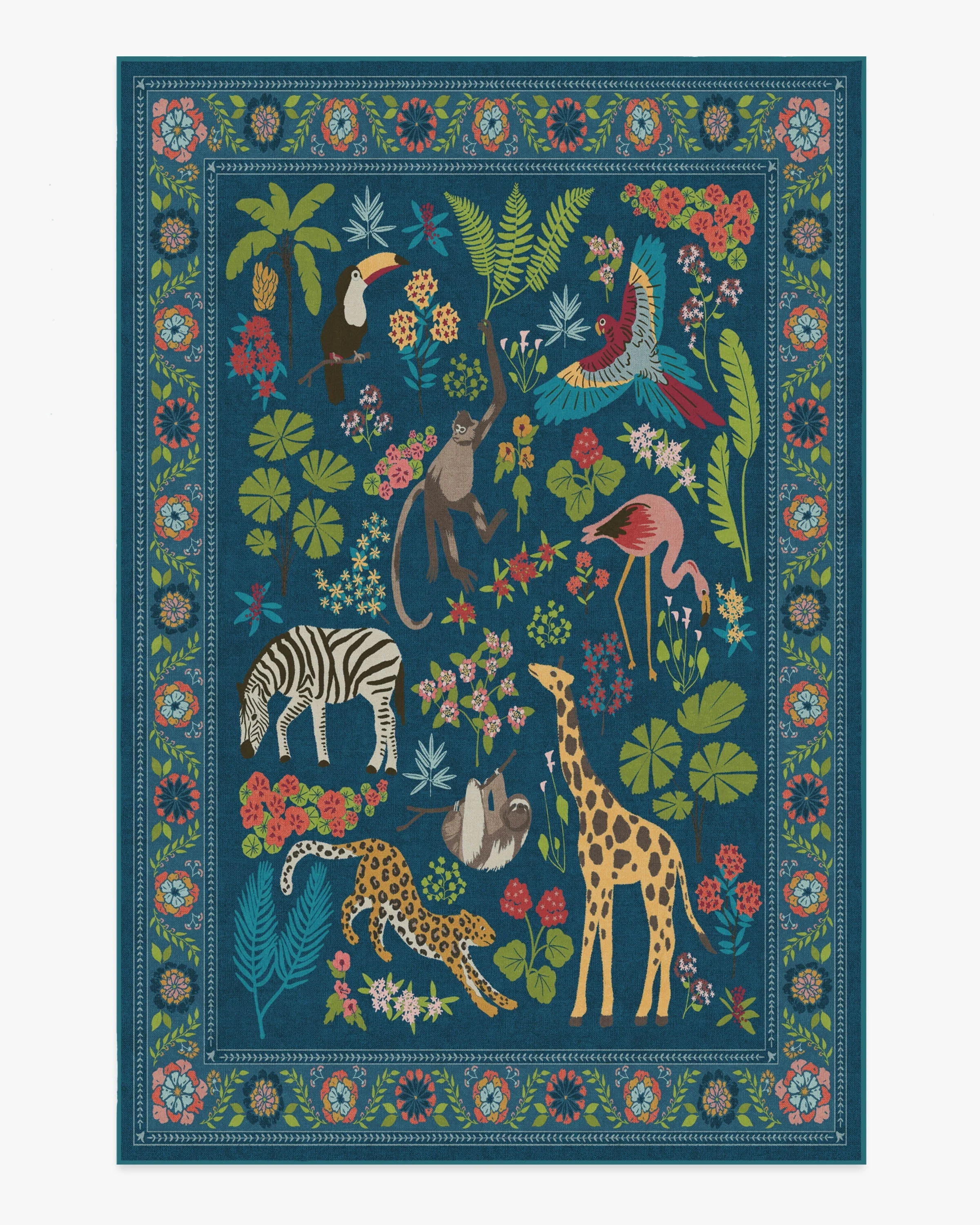 Jingle Jungle Royal Blue Rug | Ruggable