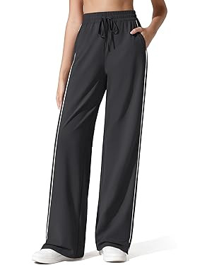 G4Free Strowen Womens Lightweight Track Pant with Pockets Wide Leg Jogging Sweatpants Drawstring ... | Amazon (US)