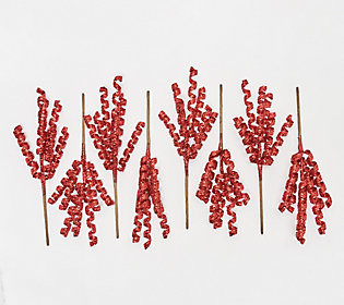Set of 8 Glittered Spiral Ribbon Picks by Valerie | QVC