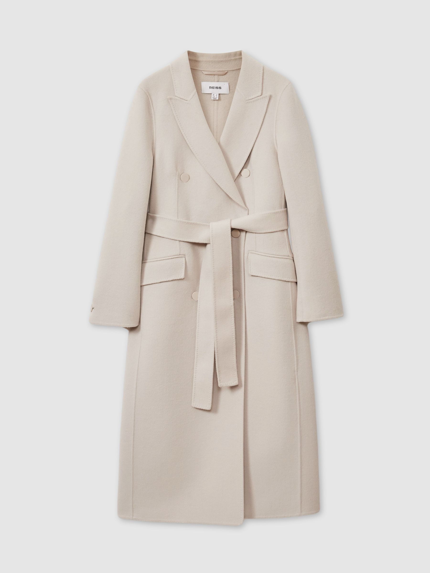 Reiss Wool Blend Double Breasted Blindseam Trench Coat in Neutral | REISS | Reiss US