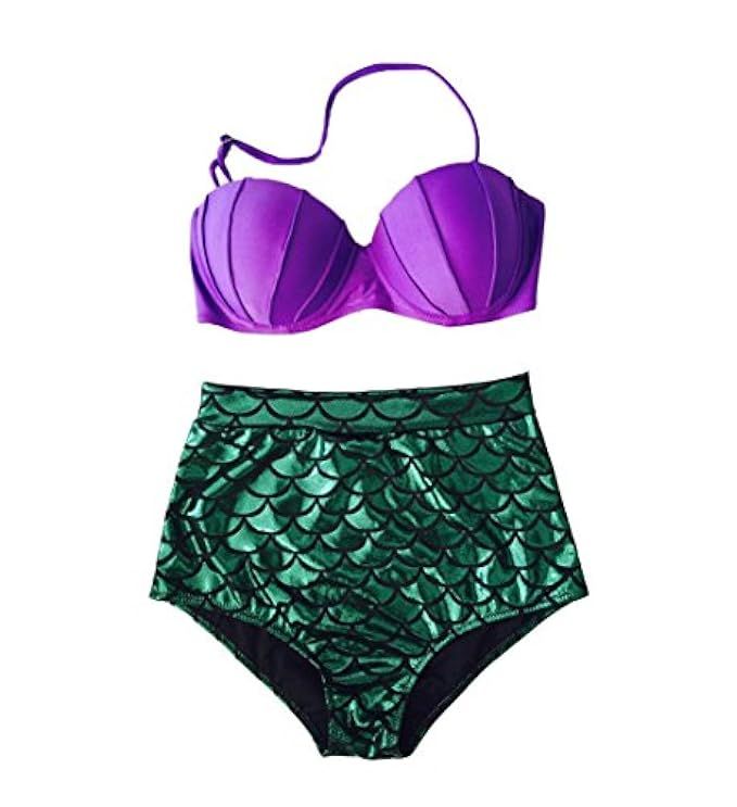 Blugibedramsh Women's Glitter Mermaid Bikini High Waist Swimsuit Sexy Bikini | Amazon (US)