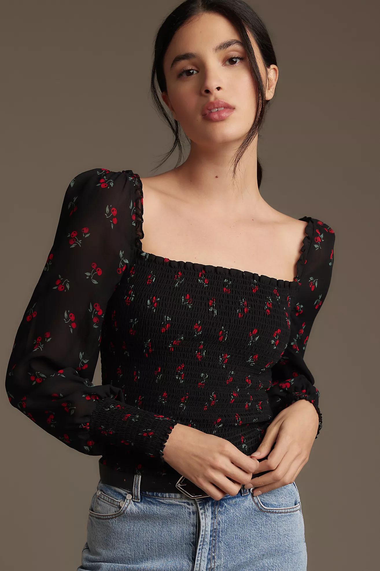 Reformation Pinto Long-Sleeve Square-Neck Top | Anthropologie (US)