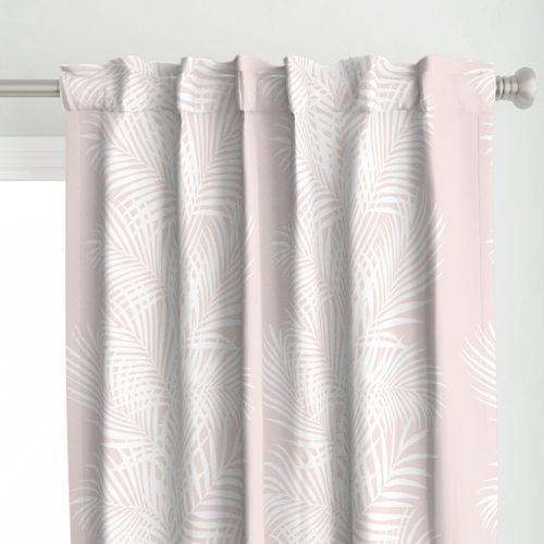 Custom Curtains: Frond Petal Pink and White | Spoonflower