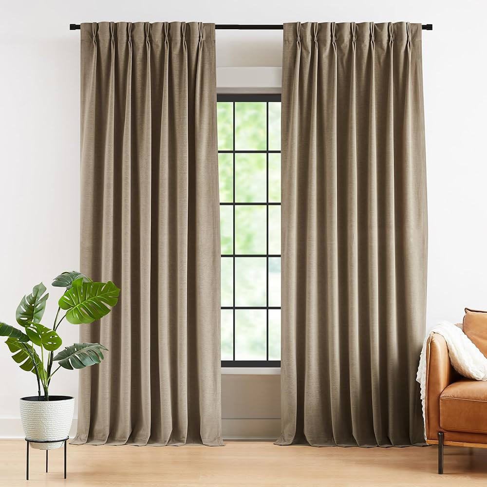 Back Tab Velvet Pinch Pleated Curtains 84 Inch Long,Room Darkening Thermal Insulated Noise Reduci... | Amazon (US)