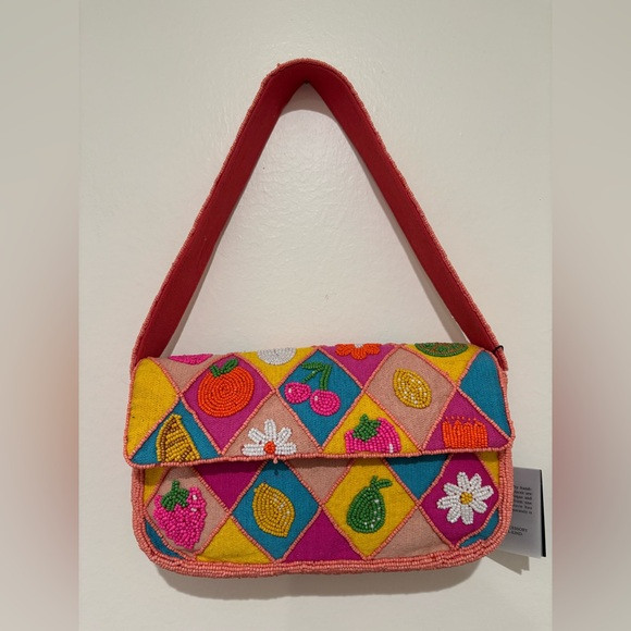 America & Beyond Beaded Daisy Cherry Strawberry Summer Tropical shoulder bag | Poshmark