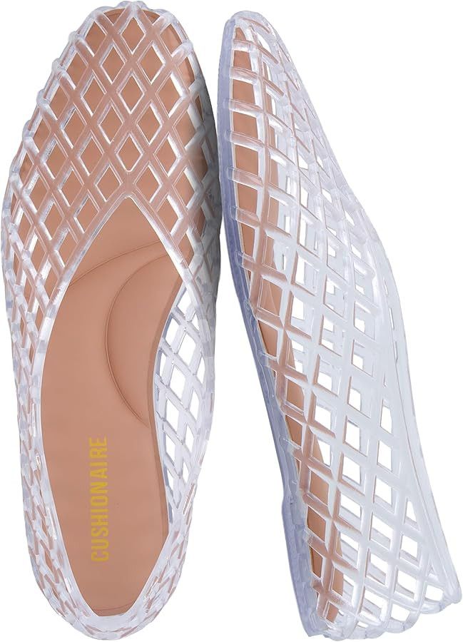CUSHIONAIRE Siesta Modern Lattice Ballet Flats for Women, Comfortable Slip On Pointed Toe Womens ... | Amazon (US)
