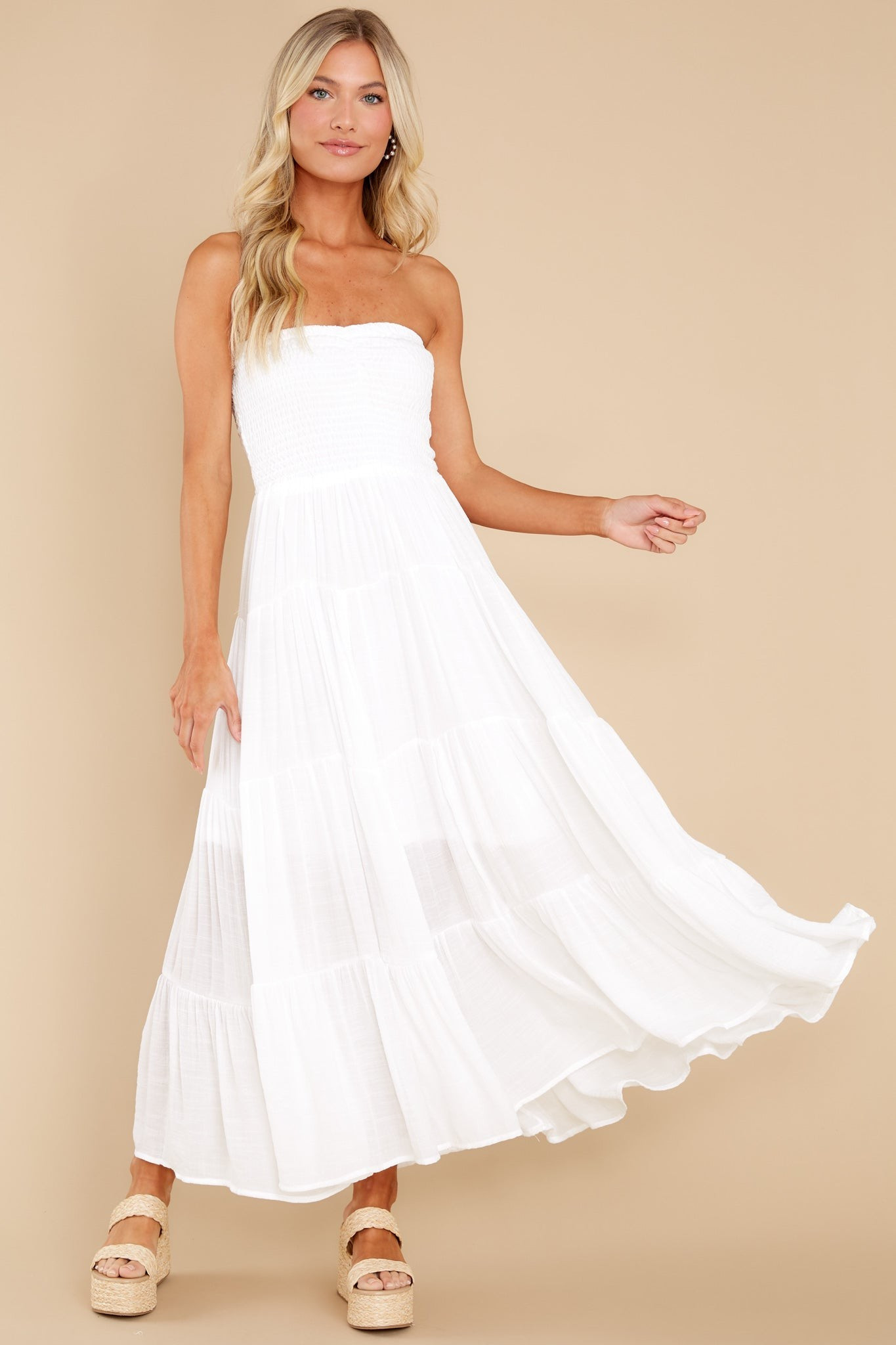 Pretty And Poised White Maxi Dress | Red Dress 