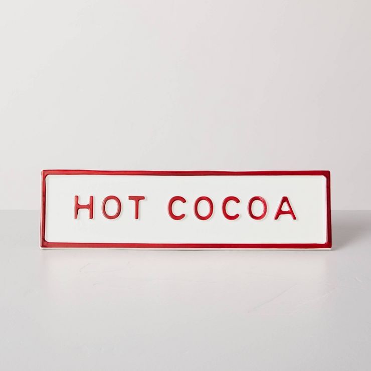 Hot Cocoa Sign with Stand Cream/Red - Hearth &#38; Hand&#8482; with Magnolia | Target