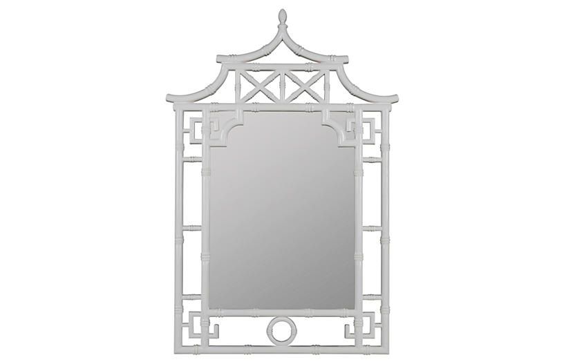 Chinoiserie Wall Mirror, White | One Kings Lane