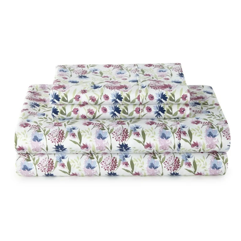Better Homes & Gardens 3-Piece 300 Thread Count Bashful Blooms Cool Cotton Sateen Bed Sheet Set, ... | Walmart (US)