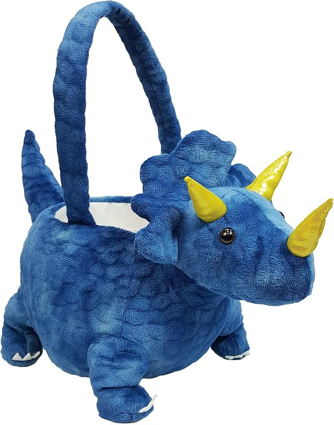DearSun 3D Triceratops Plush Basket Easter Egg Hunting Basket, Cute Animal Plush Baskets for East... | Amazon (US)