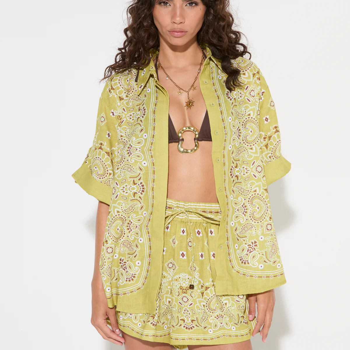 PALM OLIVE Printed Shirt | Noughts and Kisses