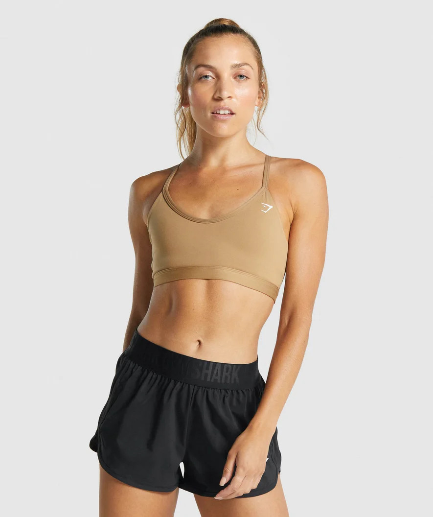 Gymshark V Neck Training Sports Bra - Light Brown | Gymshark (Global)
