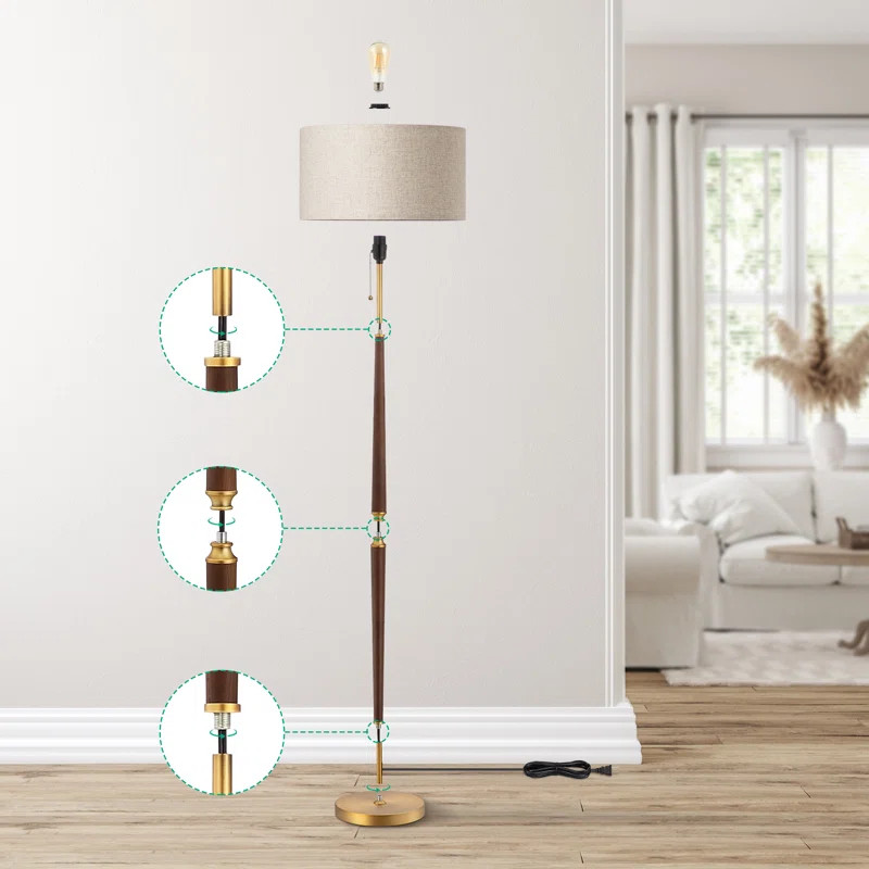 Willa Arlo™ Interiors Salcido 61.8" Electrogilding Traditional Solid Wood Floor Lamp & Reviews ... | Wayfair North America