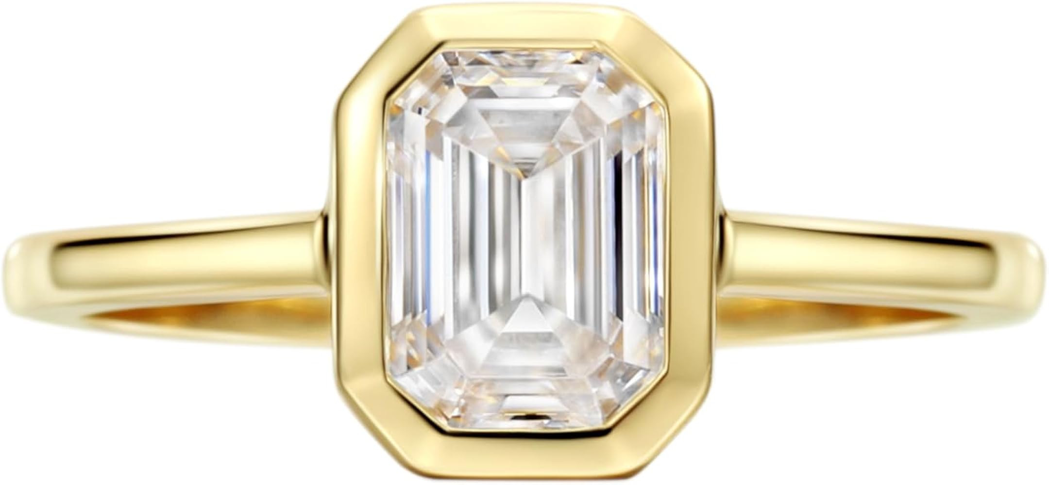 Michooyel Sterling Silver 2ct Emerald Cut Cubic Zirconia Engagement Rings for Women 18K Gold Plat... | Amazon (US)