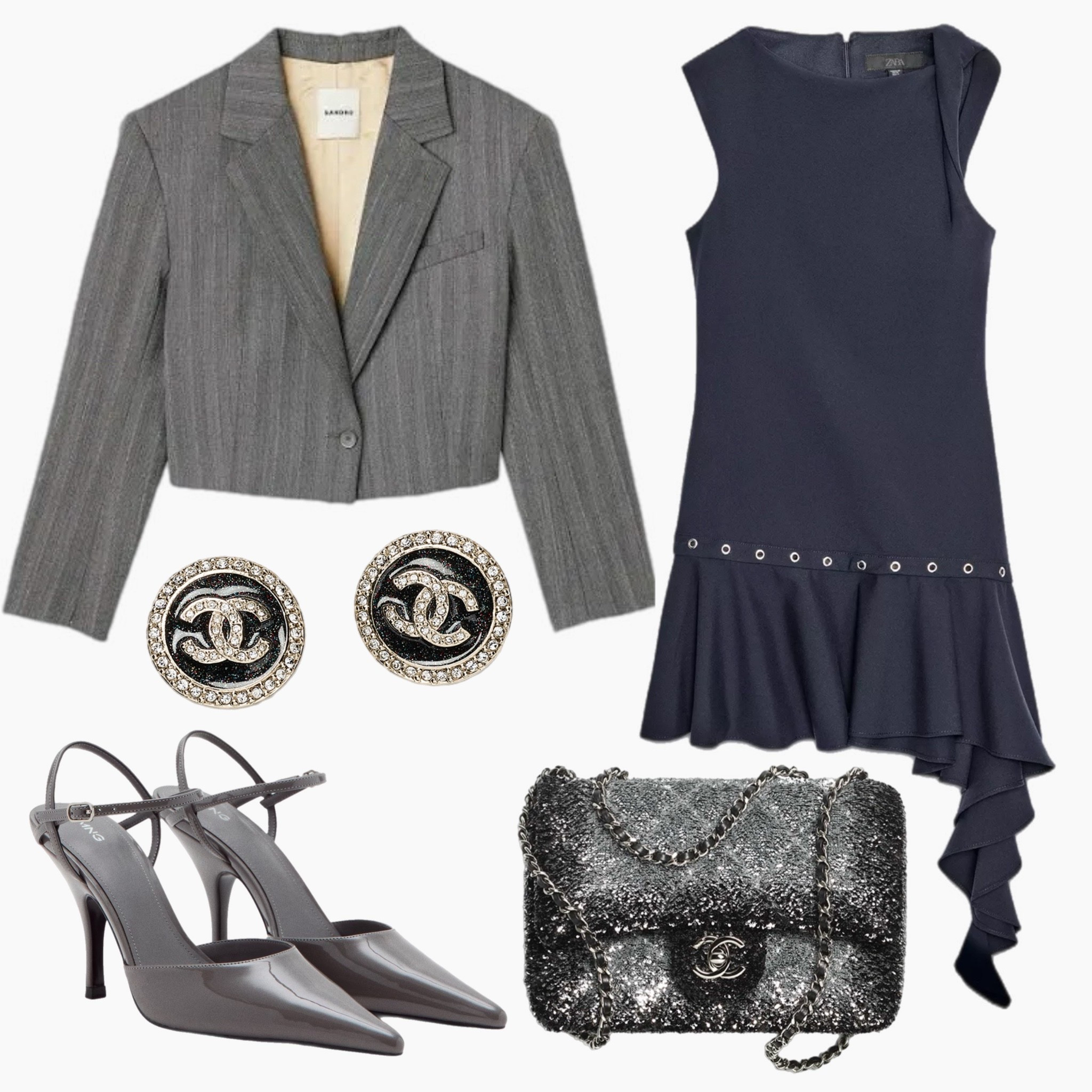 ✨ Holiday party outfit inspo ✨
The perfect holiday dress outfit featuring this navy Zara asymmetrical ruffle dress styled with a Sandro cropped blazer for a polished, black-tie optional vibe. I paired it with sheer gray tights, Mango patent leather heels, Chanel statement earrings, and a classic Chanel tweed bag — the ultimate mix of chic + festive.
This look is perfect for holiday parties, winter weddings, office holiday events, NYE, and any dressy winter outfit moment. Linking everything on LTK. 💙✨


#LTKSaleAlert #LTKHoliday #LTKMidsize