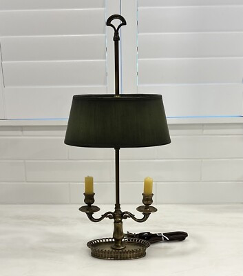 Vintage French Bouillotte Lamp Brass, 2 Wax Candle, 2 Bulb New Brunswick Shade  | eBay | eBay US