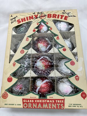 Vintage Shiny Brite Glass Christmas Tree Ornaments Ks Rosenheim Snowman Glitter  | eBay | eBay US