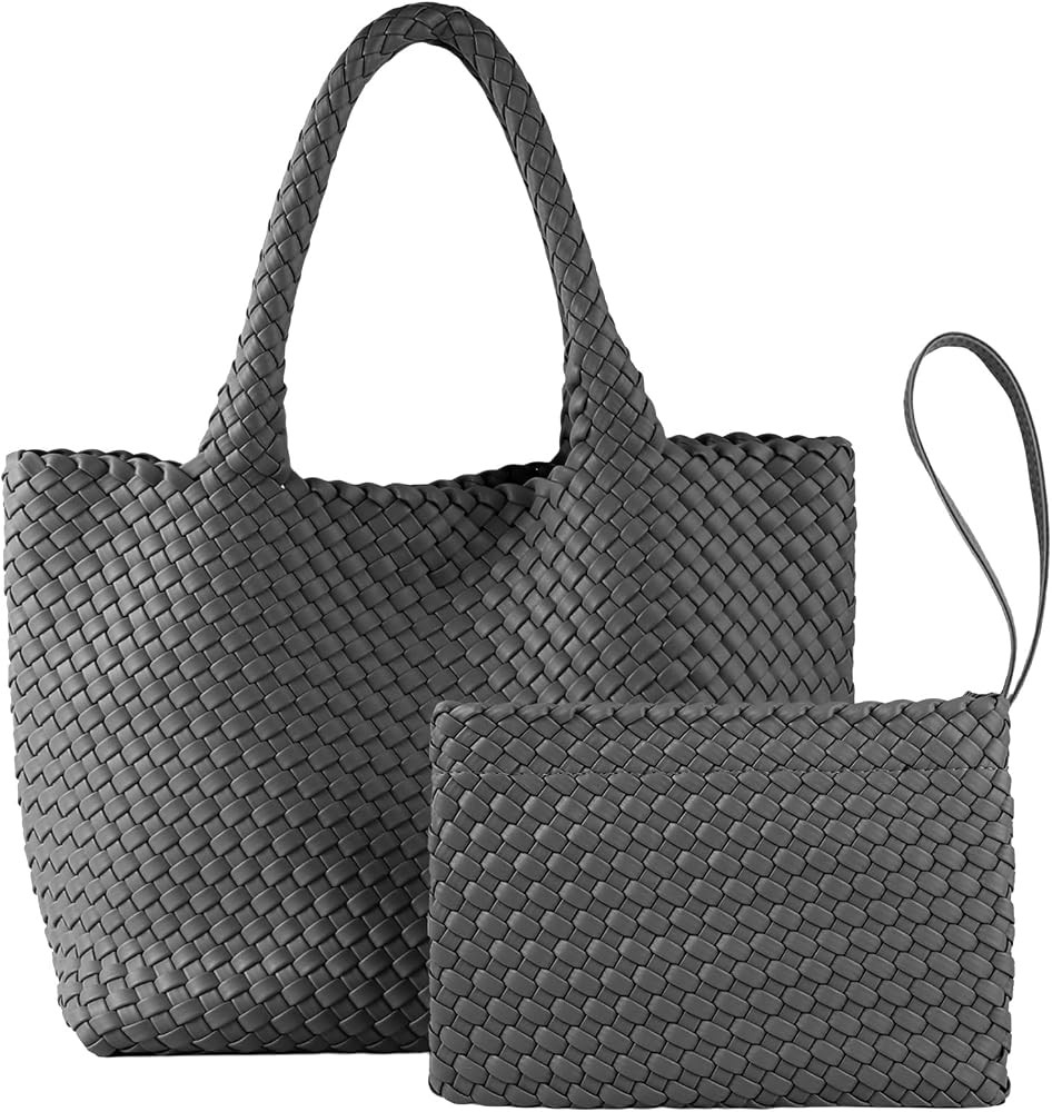 Woven Tote Bag for Women Vegan Leather Handwoven Bags with Small Purse | Amazon (US)