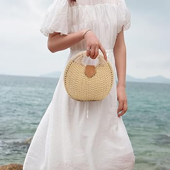 Ynport Rattan Straw Purses Tote Bag Ring Handbag Shell Bag for Women | Amazon (US)