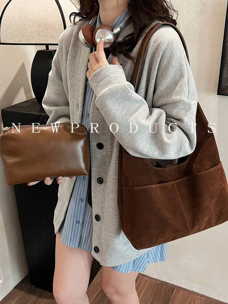 1pc FEISTURE Faux Suede Multi-Pocket New Underarm Bag, Fashionable Women's Crossbody Bag, Suitable For Daily Outings, Dates, Commuting, New Fall Fashion 2025 For Women | SHEIN